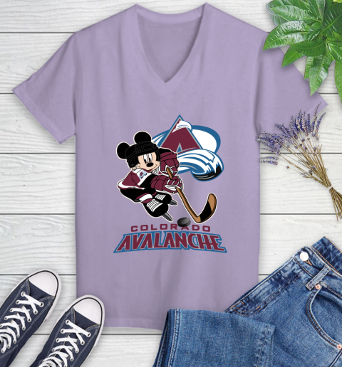 NHL Colorado Avalanche Mickey Mouse Disney Hockey T Shirt Women's V-Neck T-Shirt 14