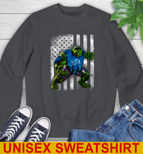 Detroit Lions Hulk Marvel Avengers NFL Football American Flag Sweatshirt 7