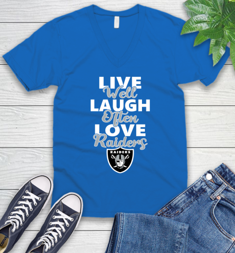NFL Football Oakland Raiders Live Well Laugh Often Love Shirt V-Neck T-Shirt 5