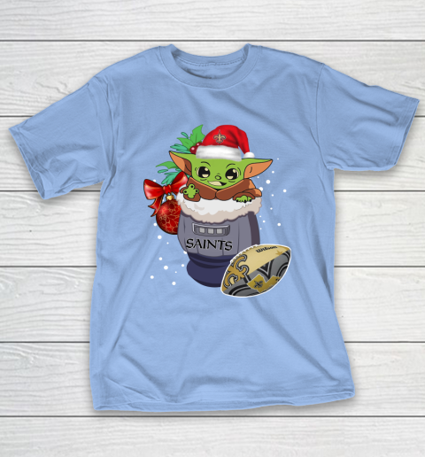 New Orleans Saints Christmas Baby Yoda Star Wars Funny Happy NFL T-Shirt 11