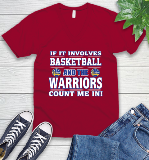 NBA If It Involves Basketball And Golden State Warriors Count Me In Sports V-Neck T-Shirt 8