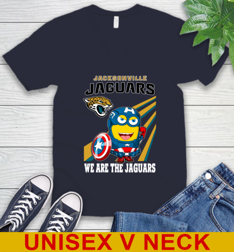 NFL Football Jacksonville Jaguars Captain America Marvel Avengers Minion Shirt V-Neck T-Shirt 2