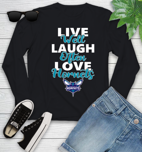 NBA Basketball Charlotte Hornets Live Well Laugh Often Love Shirt Youth Long Sleeve