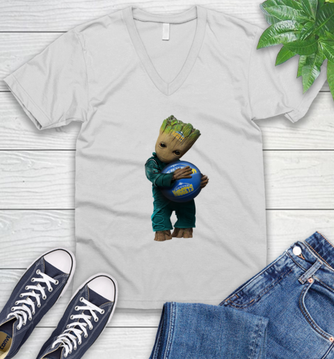 NBA Groot Guardians Of The Galaxy Basketball Sports Denver Nuggets V-Neck T-Shirt