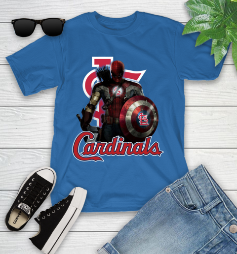 MLB Captain America Thor Spider Man Hawkeye Avengers Endgame Baseball St.Louis Cardinals Youth T-Shirt 9