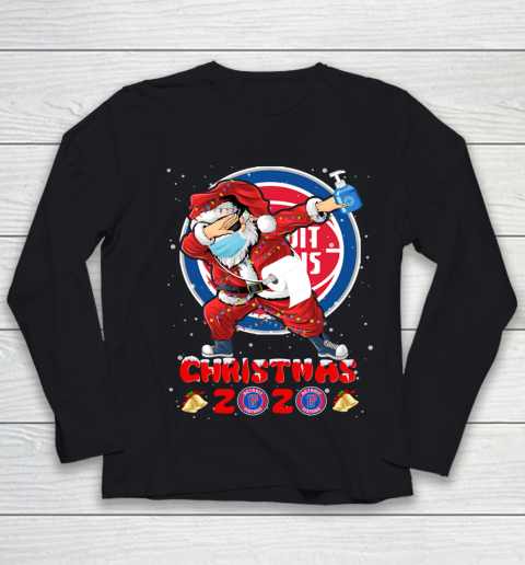 Detroit Pistons Funny Santa Claus Dabbing Christmas 2020 NBA Youth Long Sleeve