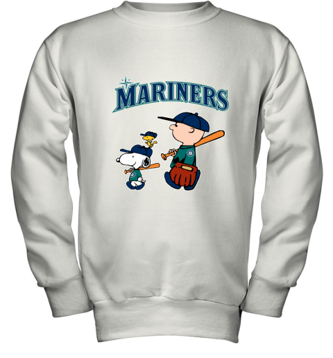 Seatlle Mariners Let's Play Baseball Together Snoopy MLB Youth Sweatshirt