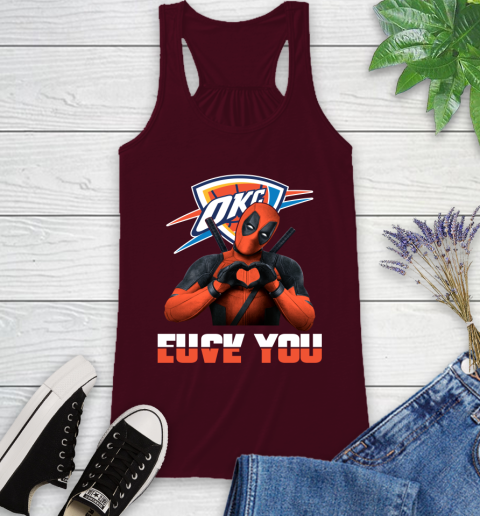 NBA Oklahoma City Thunder Deadpool Love You Fuck You Basketball Sports Racerback Tank 2