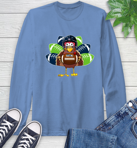 Seattle Seahawks Turkey Thanksgiving Day Long Sleeve T-Shirt 11