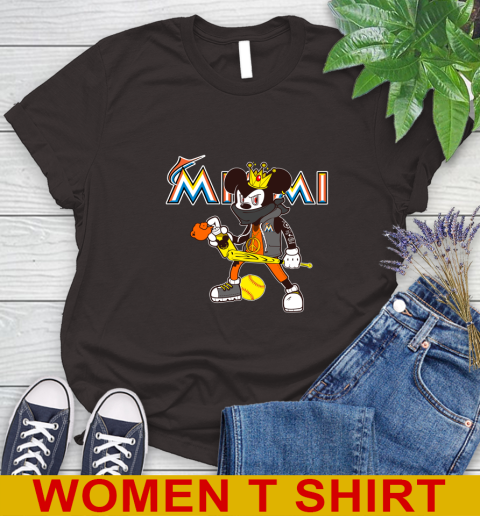Miami Marlins MLB Baseball Mickey Peace Sign Sports Women's T-Shirt 9 Miami Marlins MLB Baseball Mickey Peace Sign Sports Women's T-Shirt - Image 9