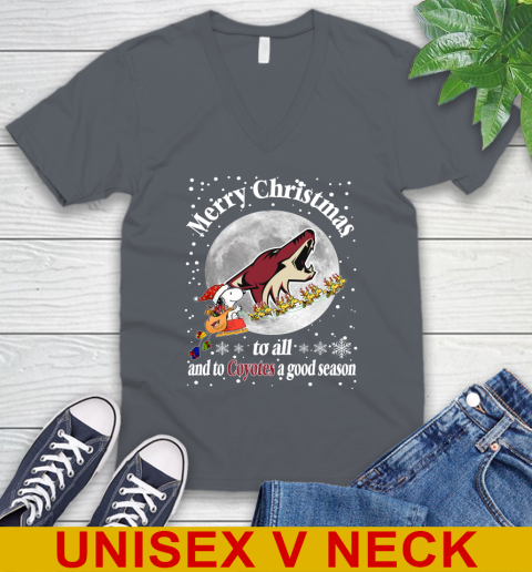 Arizona Coyotes Merry Christmas To All And To Coyotes A Good Season NHL Hockey Sports V-Neck T-Shirt 4