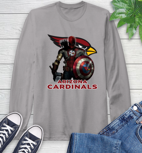 NFL Captain America Thor Spider Man Hawkeye Avengers Endgame Football Arizona Cardinals Long Sleeve T-Shirt 6