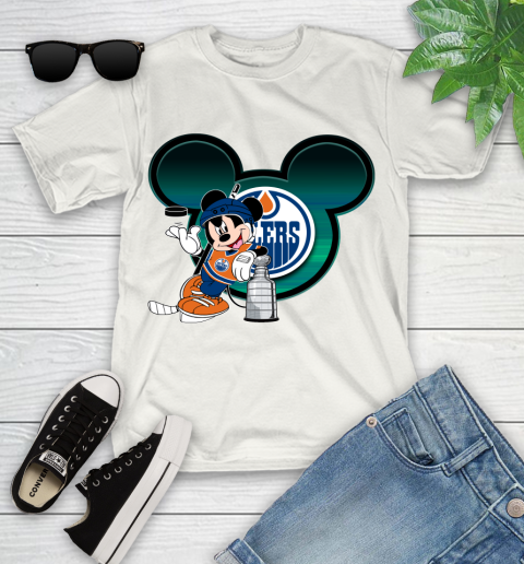 NHL Edmonton Oilers Stanley Cup Mickey Mouse Disney Hockey T Shirt Youth T-Shirt