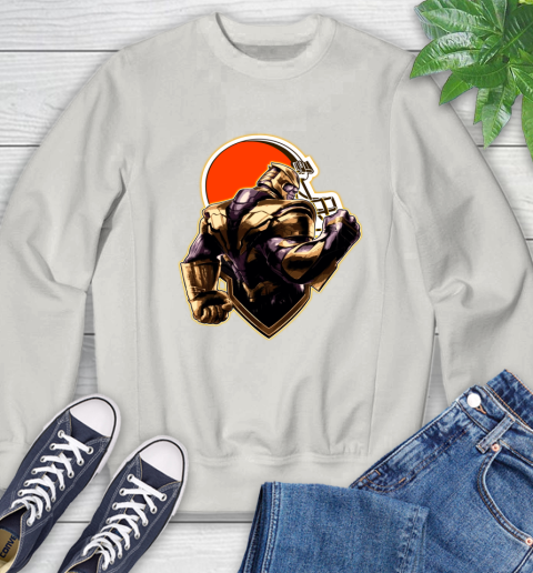 NFL Thanos Avengers Endgame Football Sports Cleveland Browns Sweatshirt - Image 13