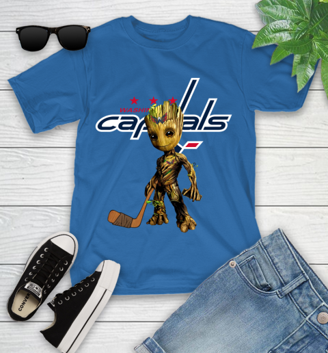 Washington Capitals NHL Hockey Groot Marvel Guardians Of The Galaxy Youth T-Shirt 9