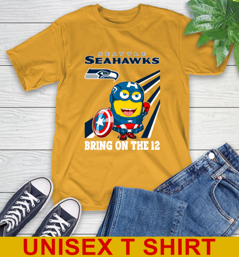 NFL Football Seattle Seahawks Captain America Marvel Avengers Minion Shirt T-Shirt 2