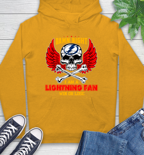 NHL Damn Right I Am A Tampa Bay Lightning Win Or Lose Skull Hockey Sports Hoodie 2