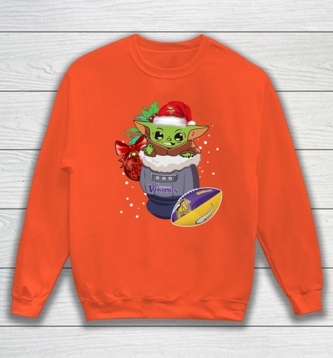 Minnesota Vikings Christmas Baby Yoda Star Wars Funny Happy NFL Sweatshirt 4
