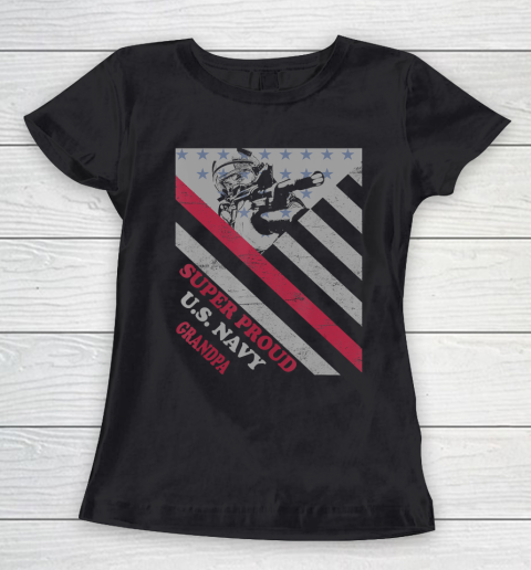 GrandFather gift shirt Vintage Flag Veteran Super Proud U.S. Navy Grandpa lovers T Shirt Women's T-Shirt
