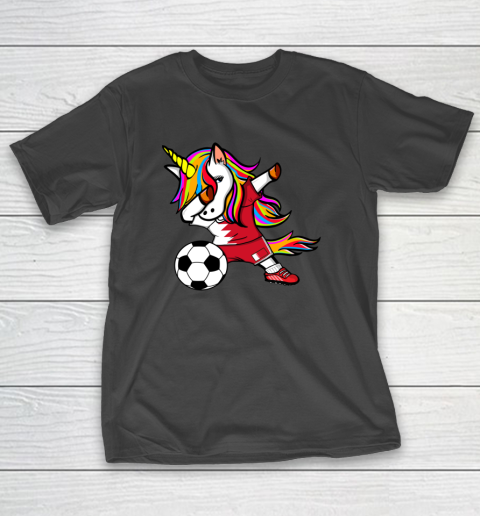 Dabbing Unicorn Bahrain Football Bahraini Flag Soccer T-Shirt 2