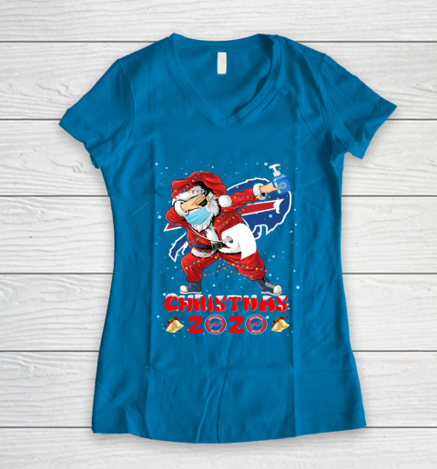 Buffalo Bills Funny Santa Claus Dabbing Christmas 2020 NFL Women's V-Neck T-Shirt 5