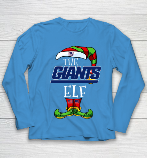 New York Giants Christmas ELF Funny NFL Youth Long Sleeve 5