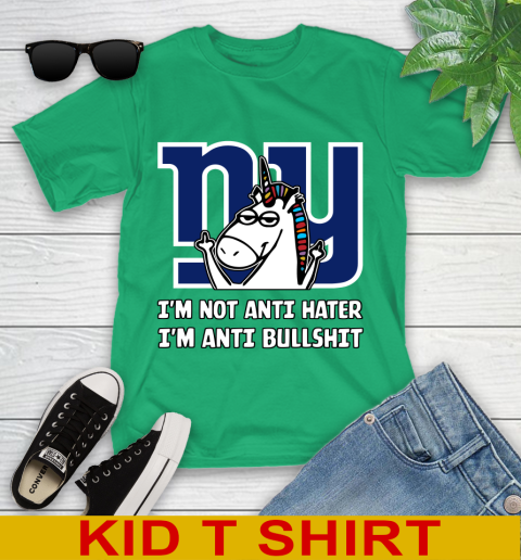 New York Giants NFL Football Unicorn I'm Not Anti Hater I'm Anti Bullshit Youth T-Shirt 6