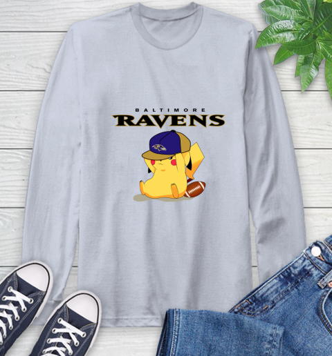 NFL Pikachu Football Sports Baltimore Ravens Long Sleeve T-Shirt 6