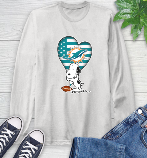 Miami Dolphins NFL Football The Peanuts Movie Adorable Snoopy Long Sleeve T-Shirt