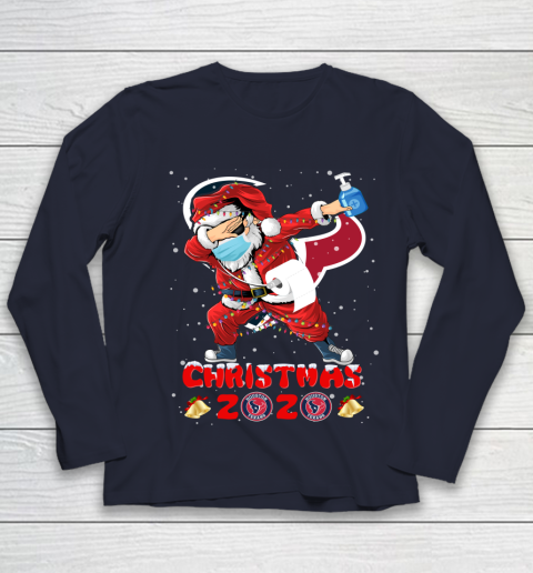 Houston Texans Funny Santa Claus Dabbing Christmas 2020 NFL Youth Long Sleeve 2