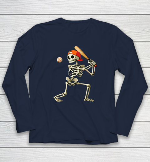 Skeleton Baseball Halloween Costume Funny Long Sleeve T-Shirt 2
