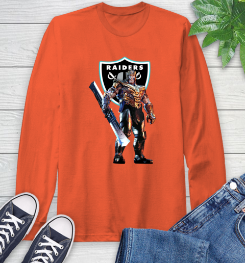 NFL Thanos Gauntlet Avengers Endgame Football Oakland Raiders Long Sleeve T-Shirt 5