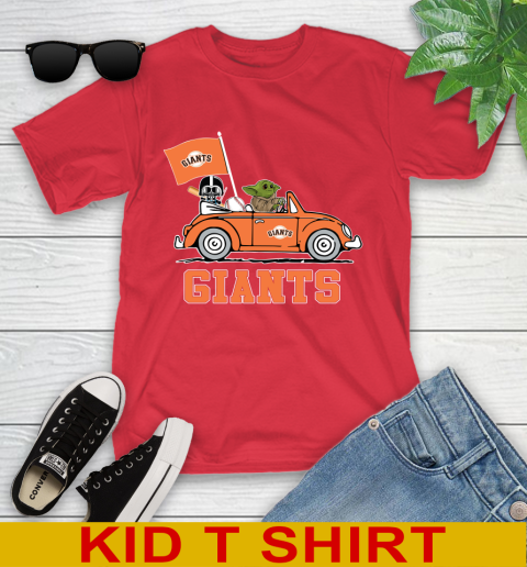 MLB Baseball San Francisco Giants Darth Vader Baby Yoda Driving Star Wars Shirt Youth T-Shirt 10