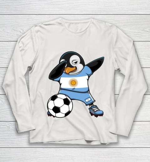 Dabbing Penguin Argentina Soccer Fans Jersey Football Lovers Youth Long Sleeve 8