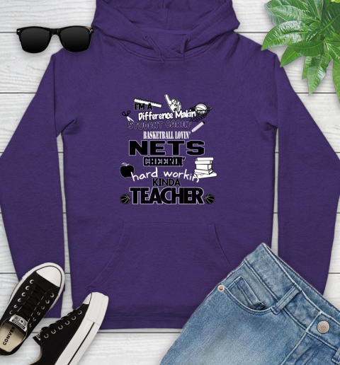 Brooklyn Nets NBA I'm A Difference Making Student Caring Basketball Loving Kinda Teacher Youth Hoodie 5