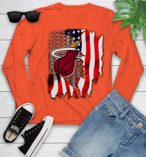 Miami Heat NBA Basketball American Flag Youth Long Sleeve 3