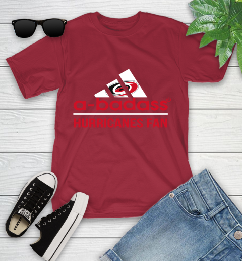 NHL A Badass Carolina Hurricanes Fan Adidas Hockey Sports Youth T-Shirt 14