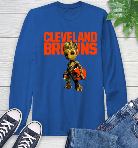 Cleveland Browns NFL Football Groot Marvel Guardians Of The Galaxy Long Sleeve T-Shirt 9