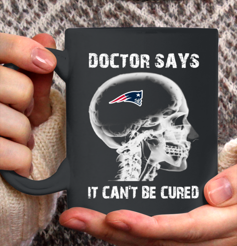 NFL New England Patriots Football Skull It Can't Be Cured Shirt Ceramic Mug 15oz