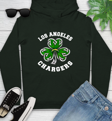 NFL Los Angeles Chargers Three Leaf Clover St Patrick's Day Football Sports Youth Hoodie 14