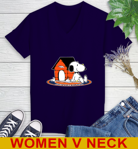 NFL Football Denver Broncos Snoopy The Peanuts Movie Shirt Women's V-Neck T-Shirt 4