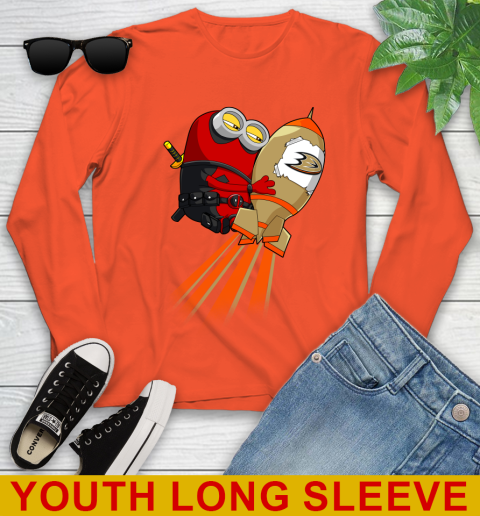 NHL Hockey Anaheim Ducks Deadpool Minion Marvel Shirt Youth Long Sleeve 3