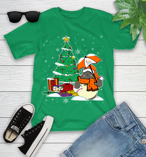 Miami Marlins MLB Baseball Cute Tonari No Totoro Christmas Sports Youth T-Shirt 8