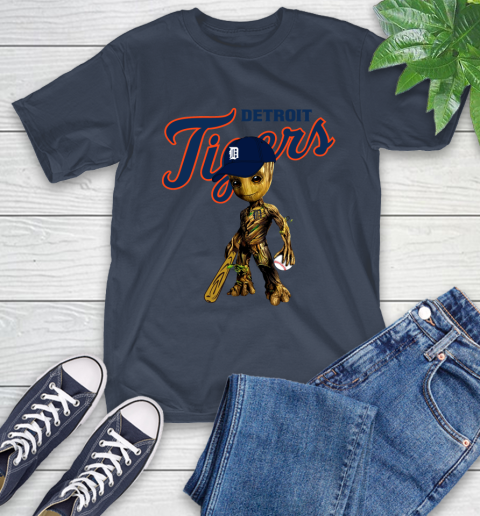 MLB Detroit Tigers Groot Guardians Of The Galaxy Baseball T-Shirt 4