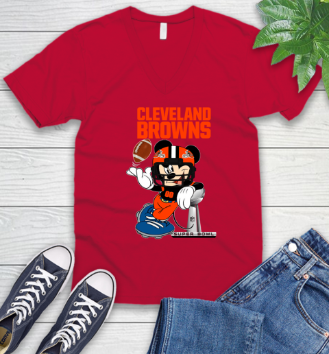 NFL Cleveland Browns Mickey Mouse Disney Super Bowl Football T Shirt V-Neck T-Shirt 8
