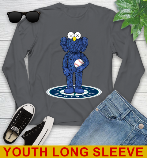 MLB Baseball Seattle Mariners Kaws Bff Blue Figure Shirt Youth Long Sleeve 10 MLB Baseball Seattle Mariners Kaws Bff Blue Figure Shirt Youth Long Sleeve - Image 10