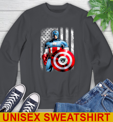 Brooklyn Nets NBA Basketball Captain America Marvel Avengers American Flag Shirt Sweatshirt 7