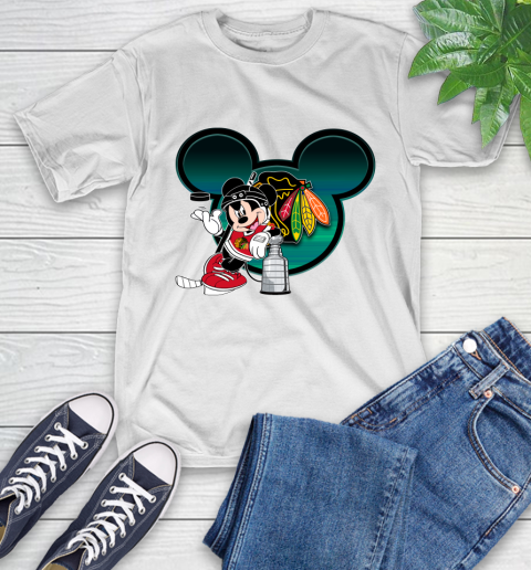 NHL Chicago Blackhawks Stanley Cup Mickey Mouse Disney Hockey T Shirt T-Shirt