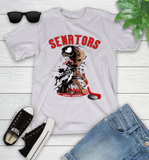 NHL Ottawa Senators Hockey Venom Groot Guardians Of The Galaxy Youth T-Shirt 4