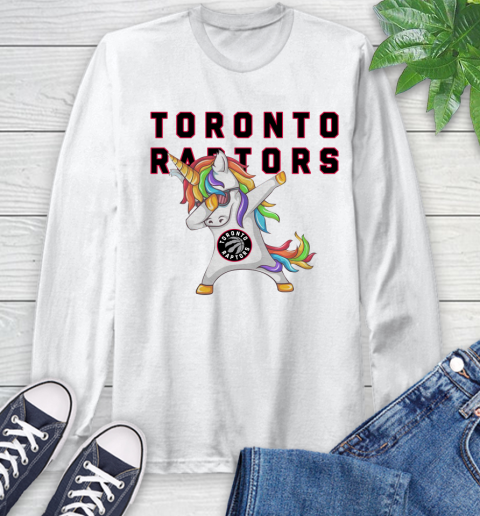 Toronto Raptors NBA Basketball Funny Unicorn Dabbing Sports Long Sleeve T-Shirt